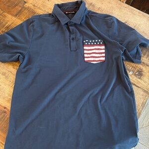 Travis Matthew Golf Shirt sz L Flag Red, White & Blue